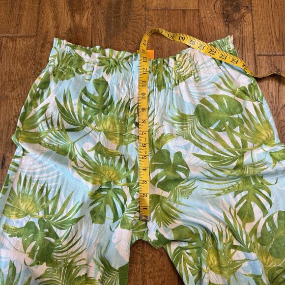 NWT Ruby Rd Pants Womens M Capri High Rise Linen Blend Wide Leg Tropical Palm - Picture 4 of 6